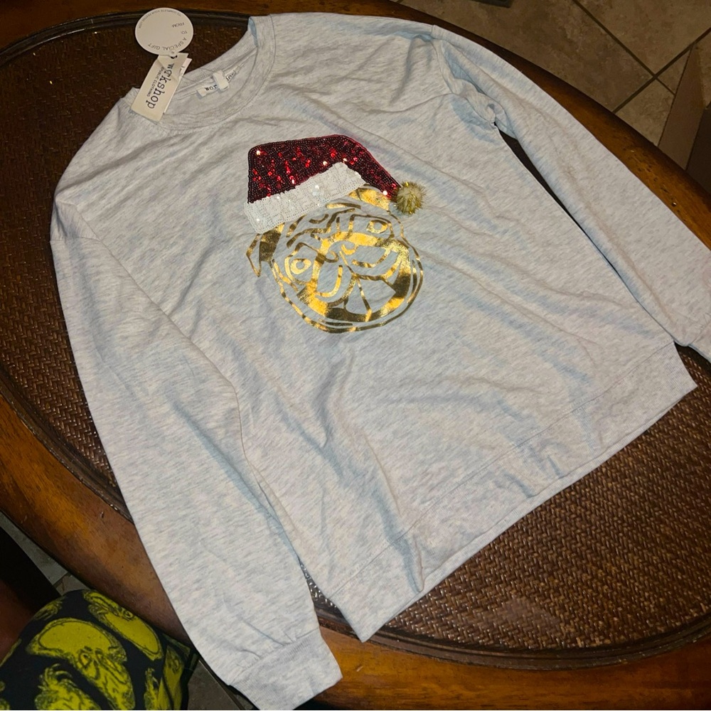 Woman’s small pug ugly Christmas sweater